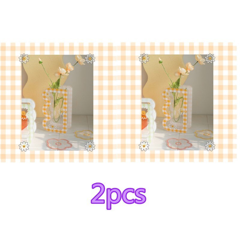 2pcs Transparent Plaid Vase Acrylic