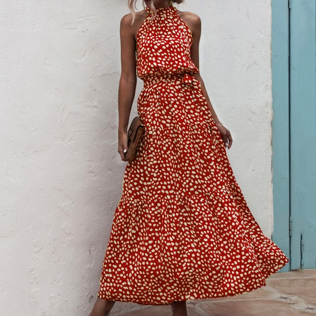 Red Polka Dot Halter Dress