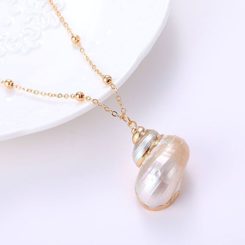 Gold Color Shell Pendant Earrings
