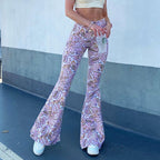 Trousers Paisley Floral Flare Bell Bottom Pants