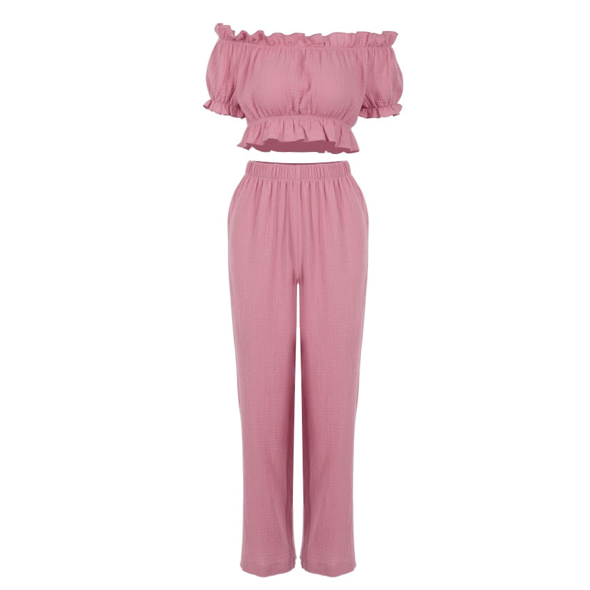 Cotton Loungewear Ruffle Pyjama