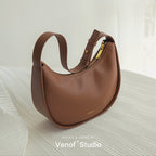Soft Leather Half Moon Tote Bag