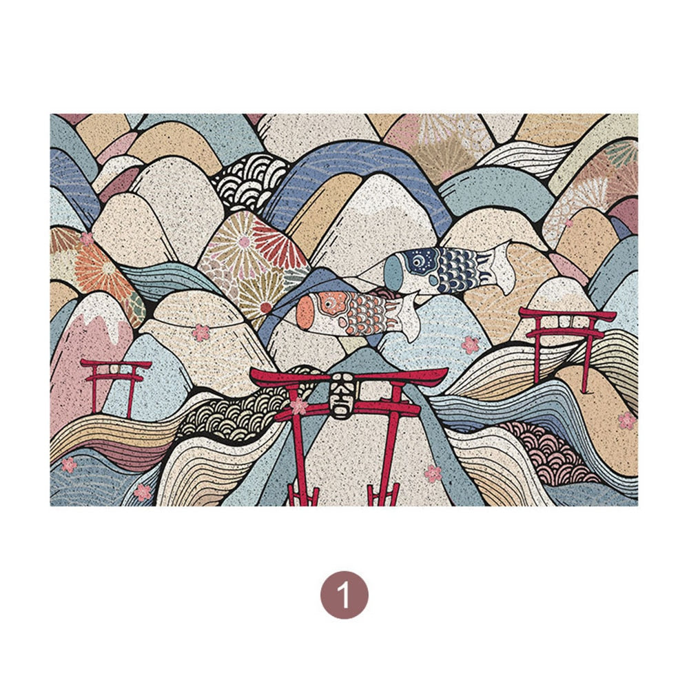 Japanese Art  Doormat Rug