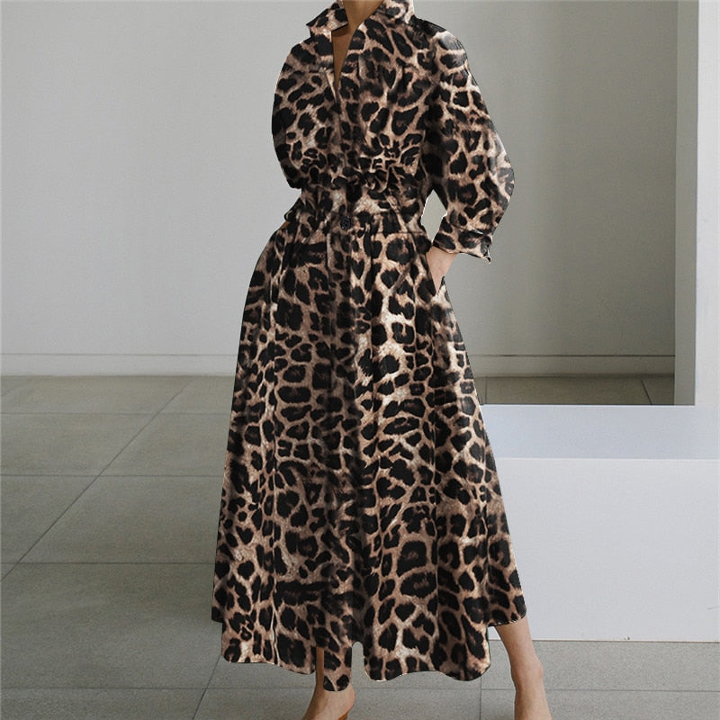 Oversized Neck Long Sleeve Shirt Dress