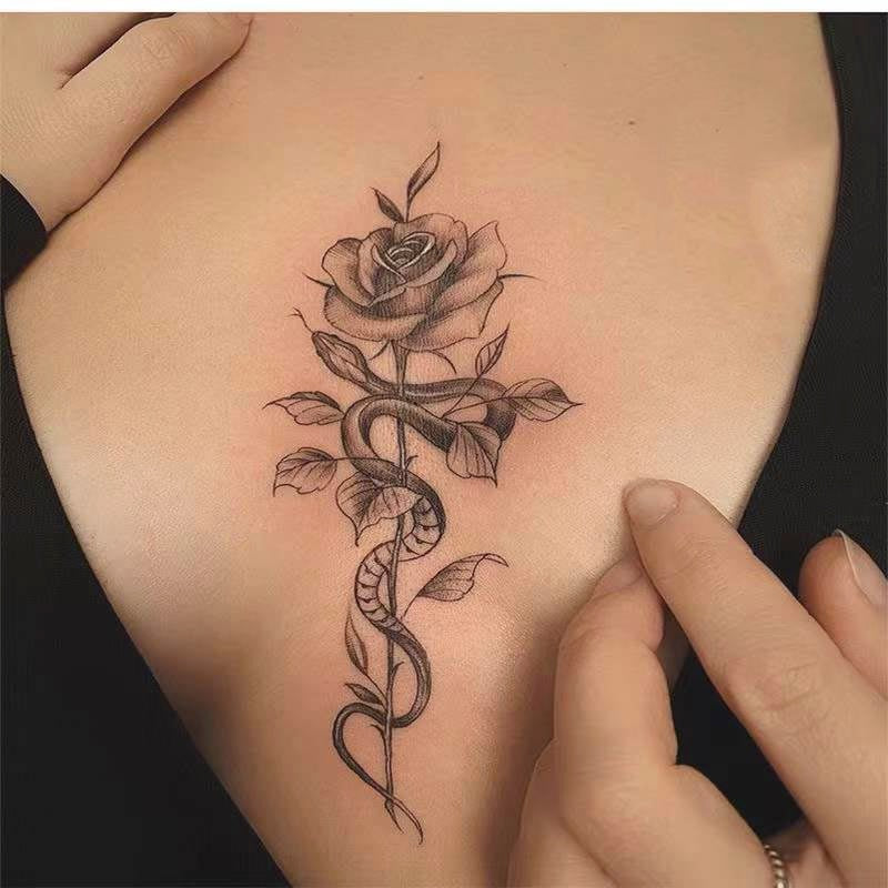 Rose Snake Tattoo Sticker