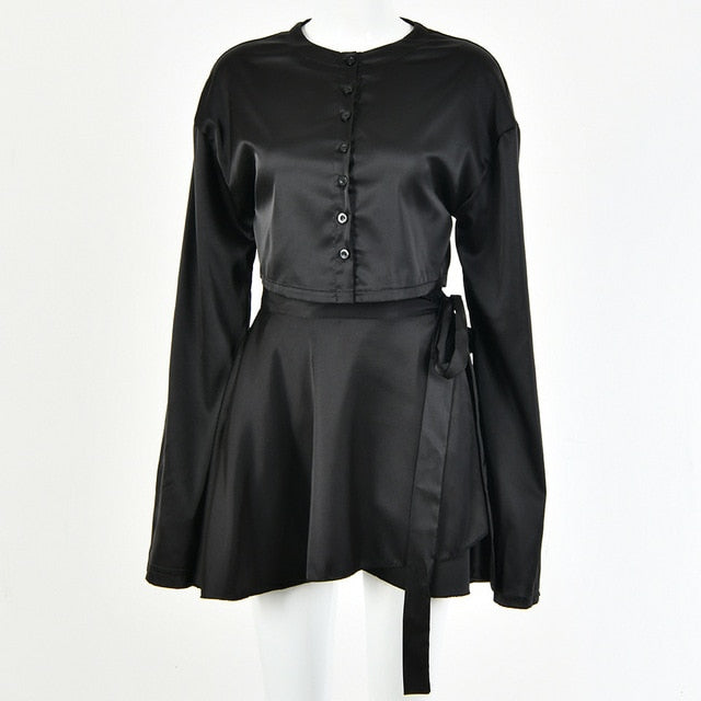 Two Piece Set Satin Dress