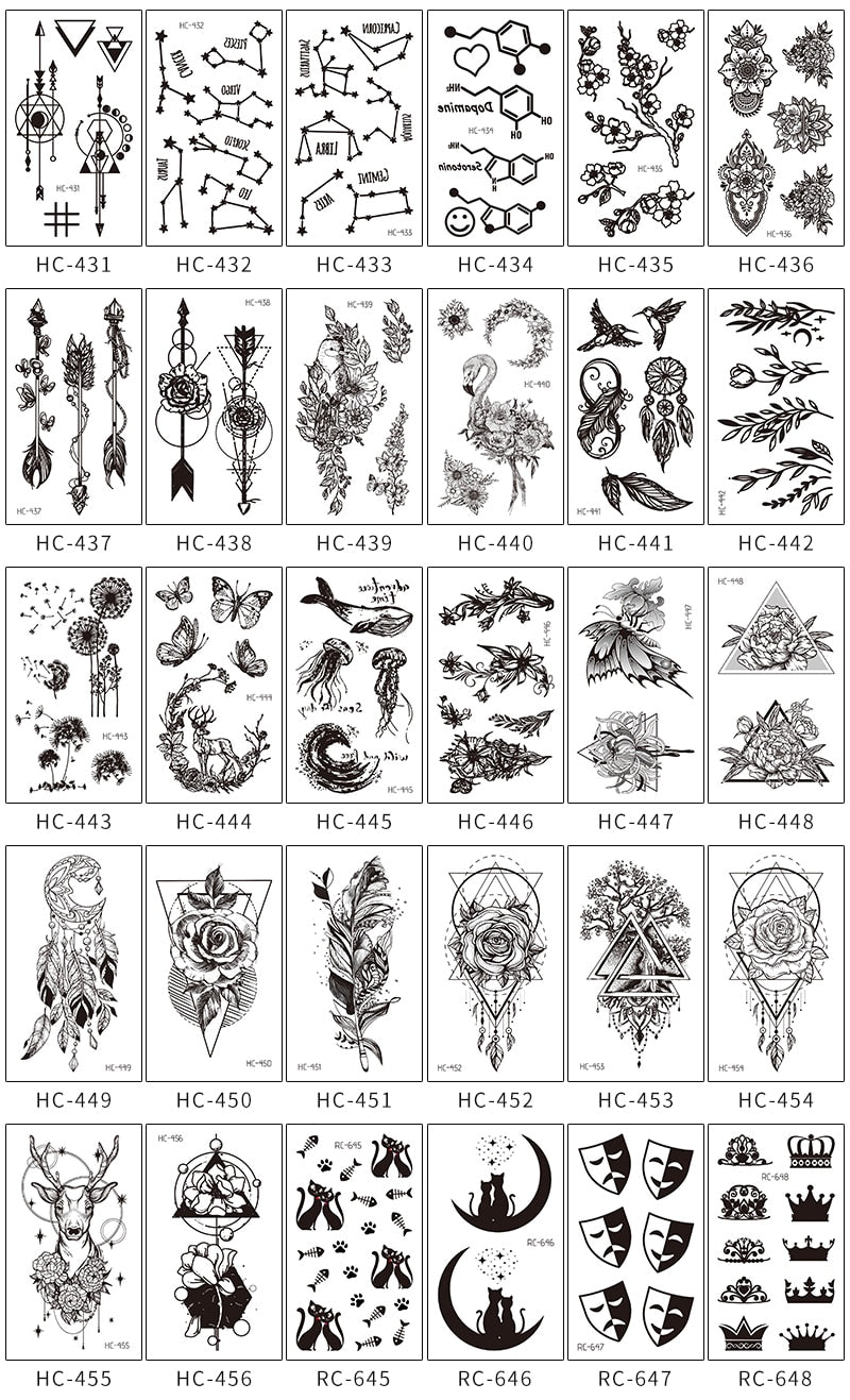 30 Sheets Waterproof Black Tiny Tattoo Stickers