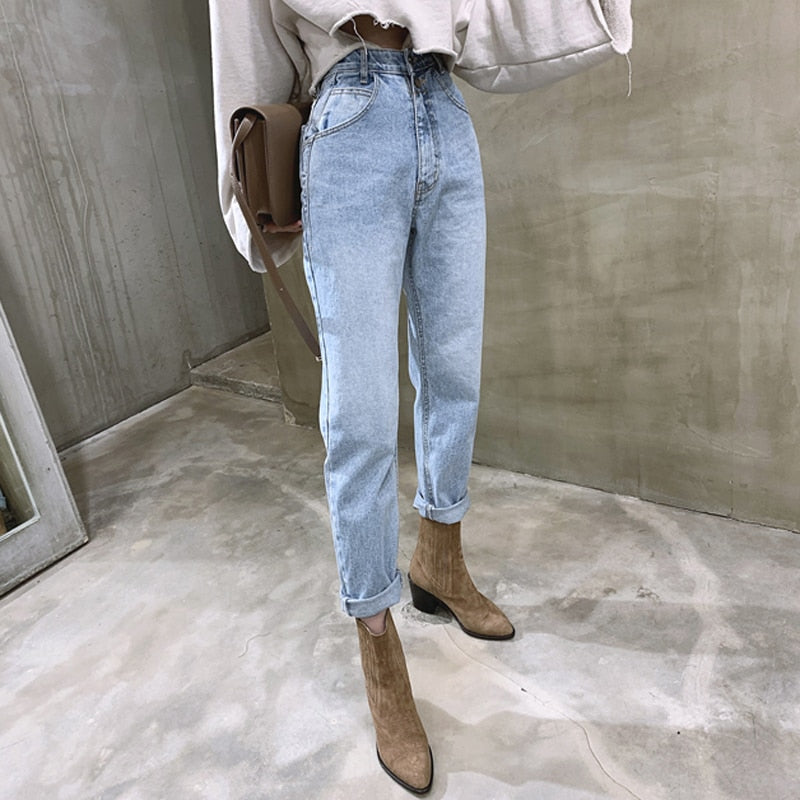 High Waist Straight Denim Jeans