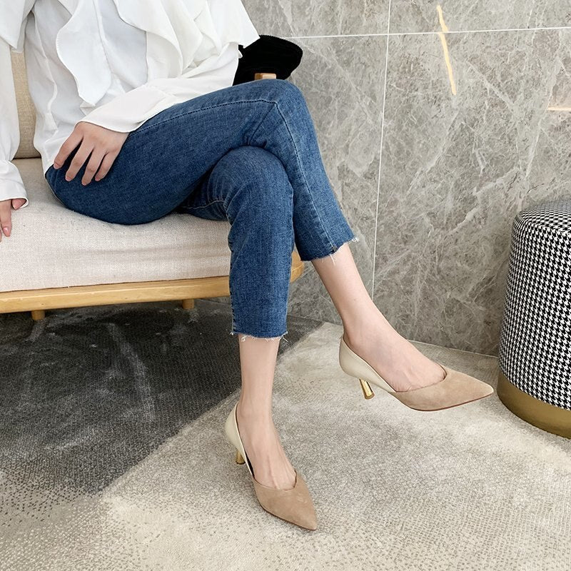 Stiletto Nude Suede Shoe