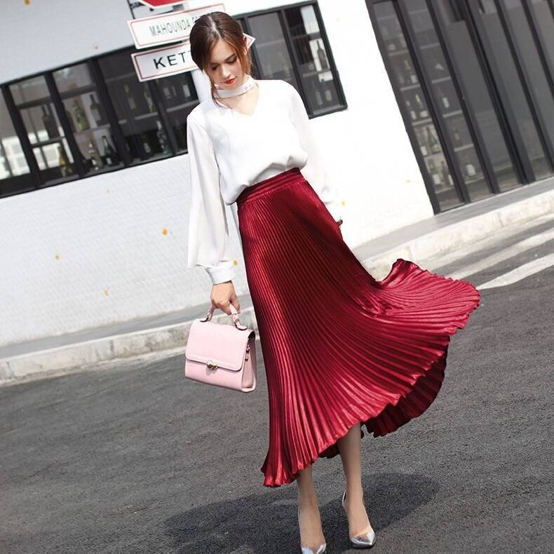Pleated Midi Skirt