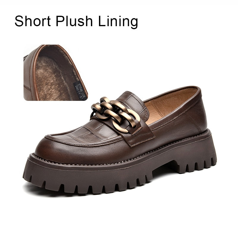 Chunky  Leather Platform Loafers Shoes