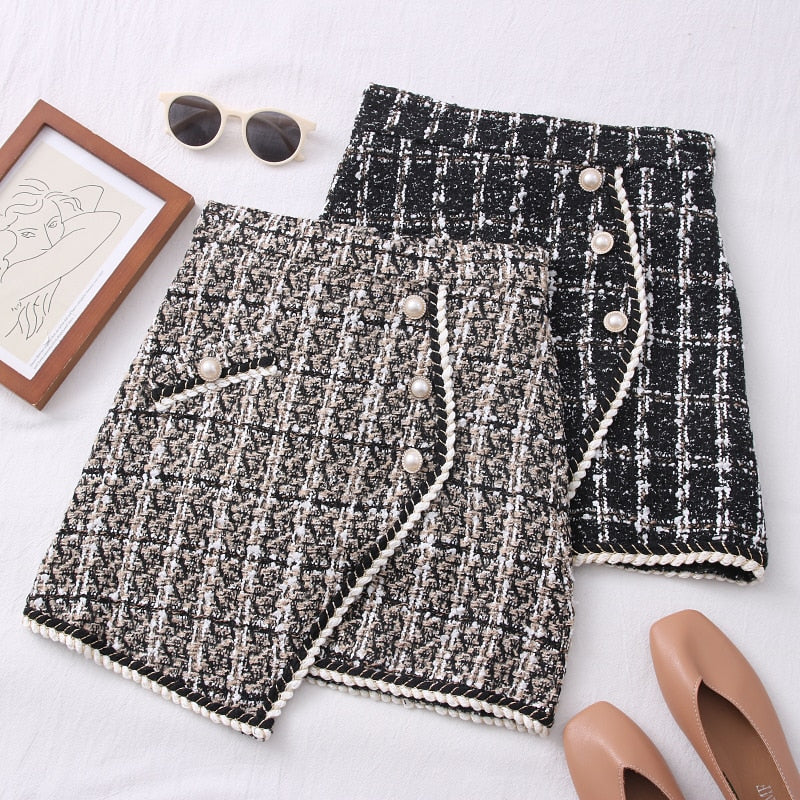 Tweed Skirt High Waist