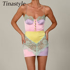 Pink Lace Patchwork Mini Party Dress