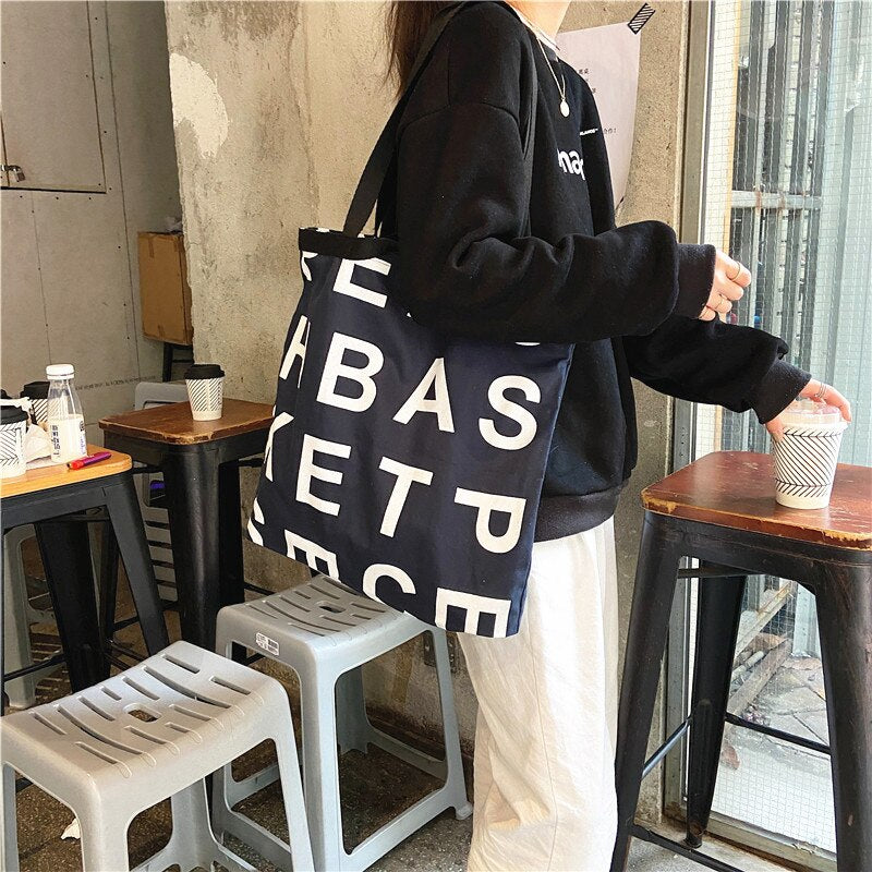 Large Letter Shopping Bag Canvas