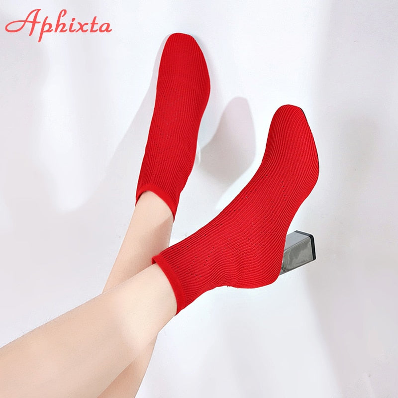 Square Heels Socks Boots