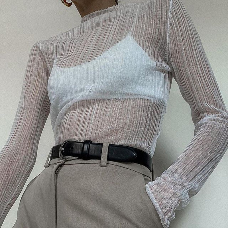 See Through Long Sleeve Tops
