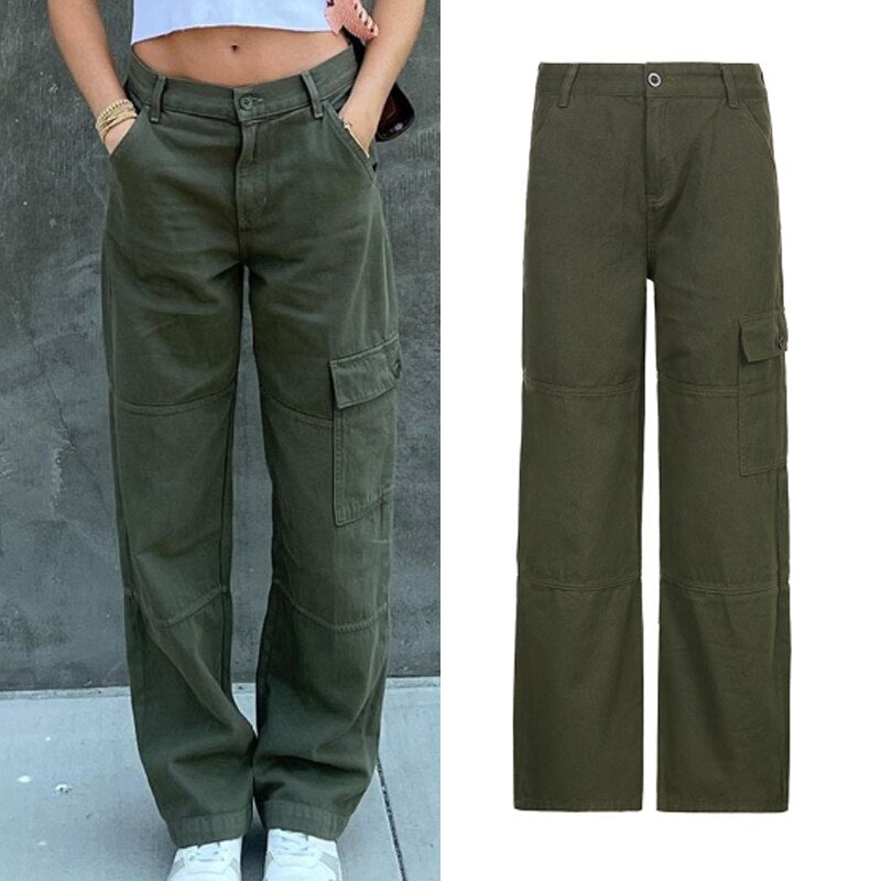 Wide Leg Cargo Jeans High Waist