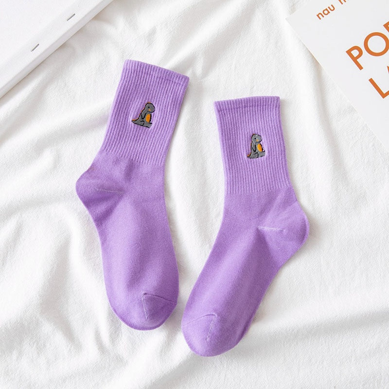 Embroidery Dinosaur Socks