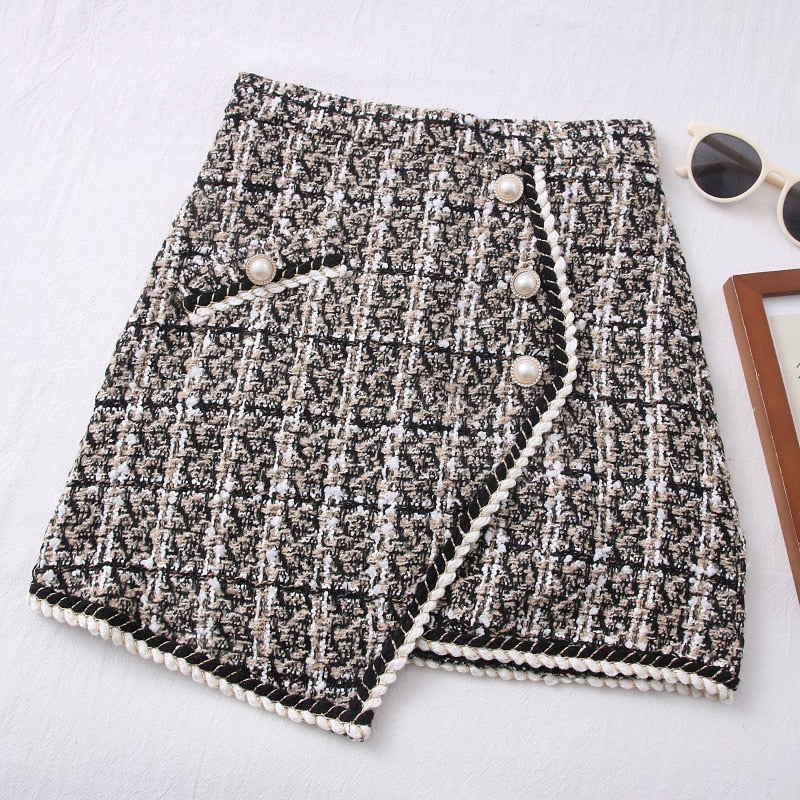 Tweed Skirt High Waist