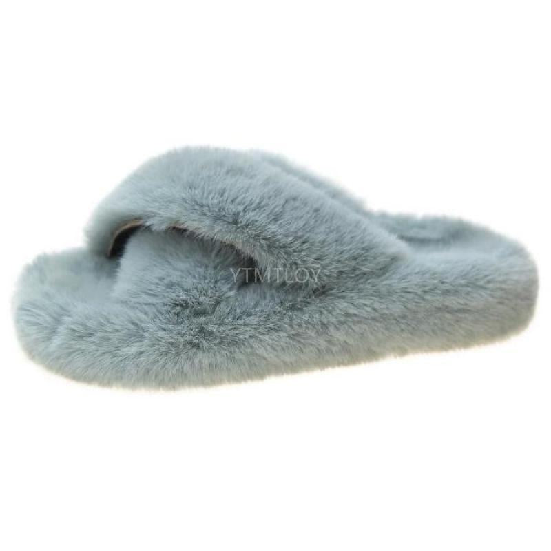 Fluffy Raccoon Fur Slippers
