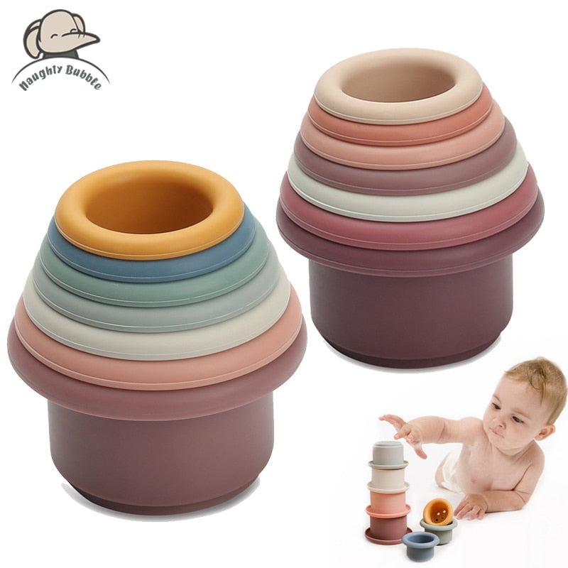 1Set Silicone Stacking Cups Montessori Toy