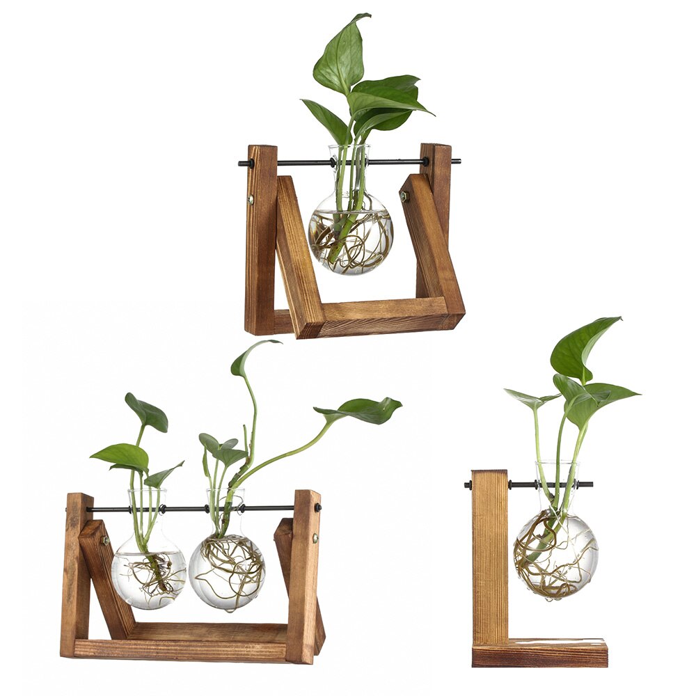 Glass and Wood Vase
