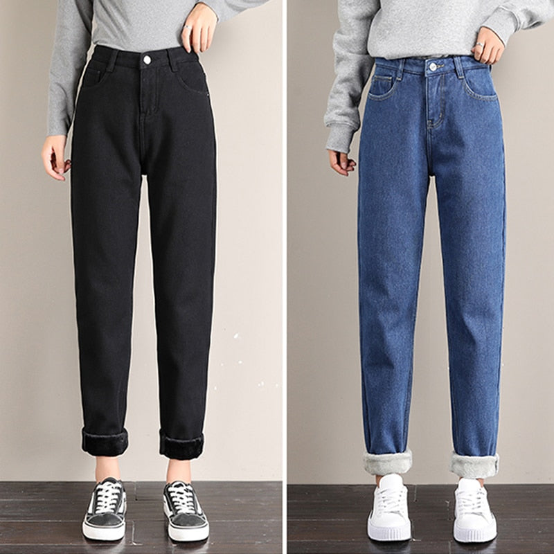 Double Layer Thermo High Waist Jeans