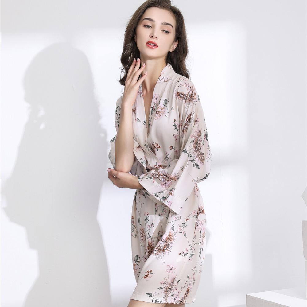 Silk Satin Thin Robe Floral Printed