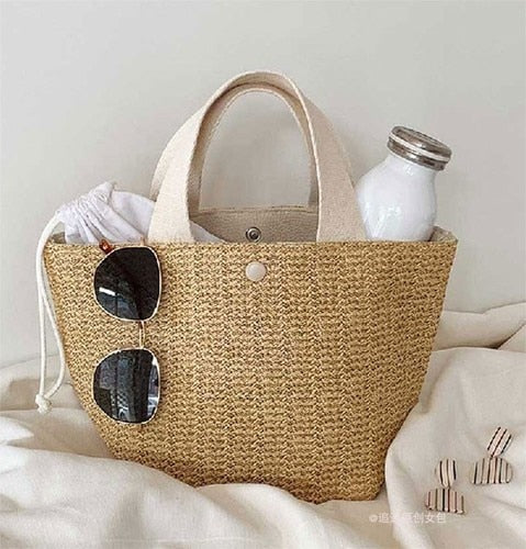 Straw Tote Canvas Bag