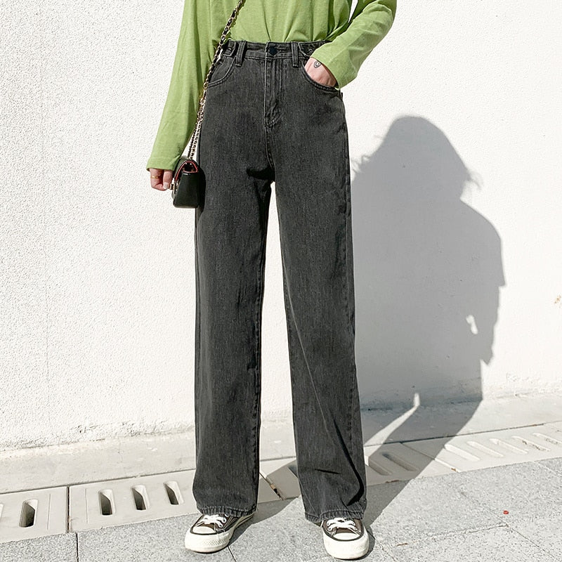 High Waist Denim Pants Wide Leg