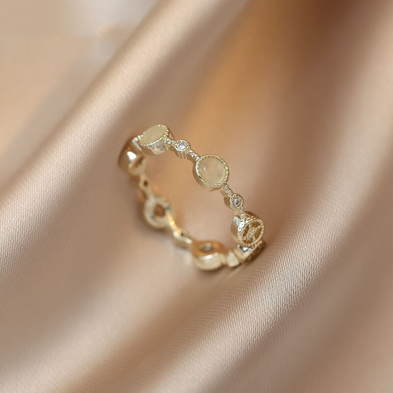 Heart-Shaped Opal Zircon Gold Rings