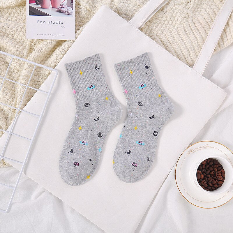 Space Pattern Cotton Socks