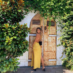 Yellow Knitted Halter Backless Maxi Dress