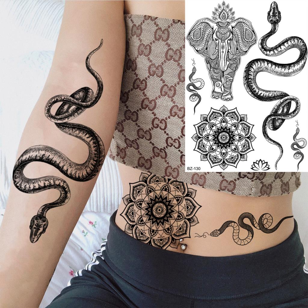 Lotus Henna Mandala Chest Temporary Tattoos