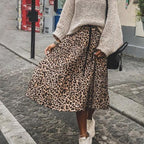 Leopard Print Pleated Skirt