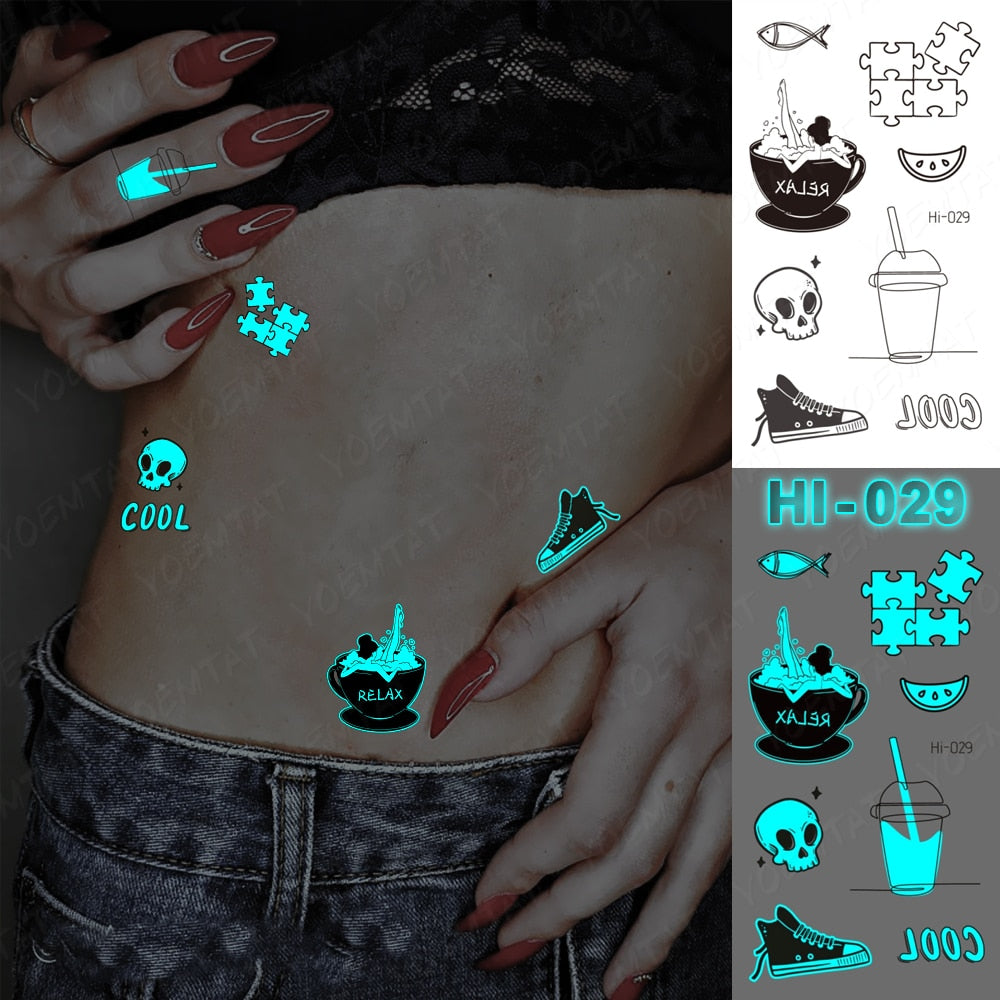 Blue Luminous Glow Tattoo Sticker