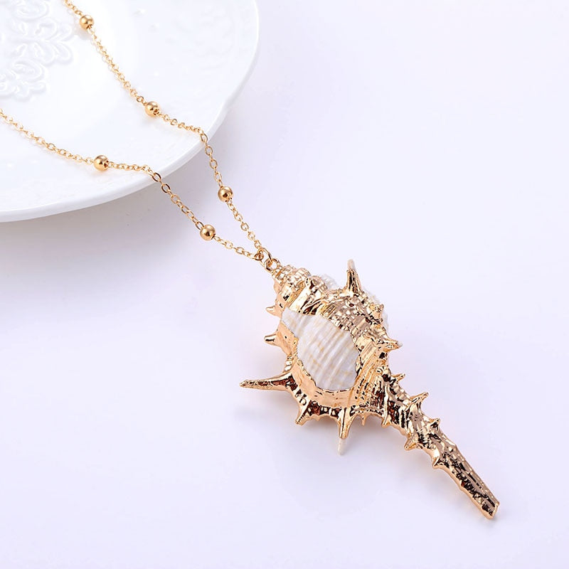 Gold Color Shell Pendant Earrings
