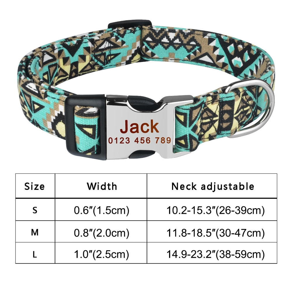 Adjustable Nylon Cool Dog Collar Print
