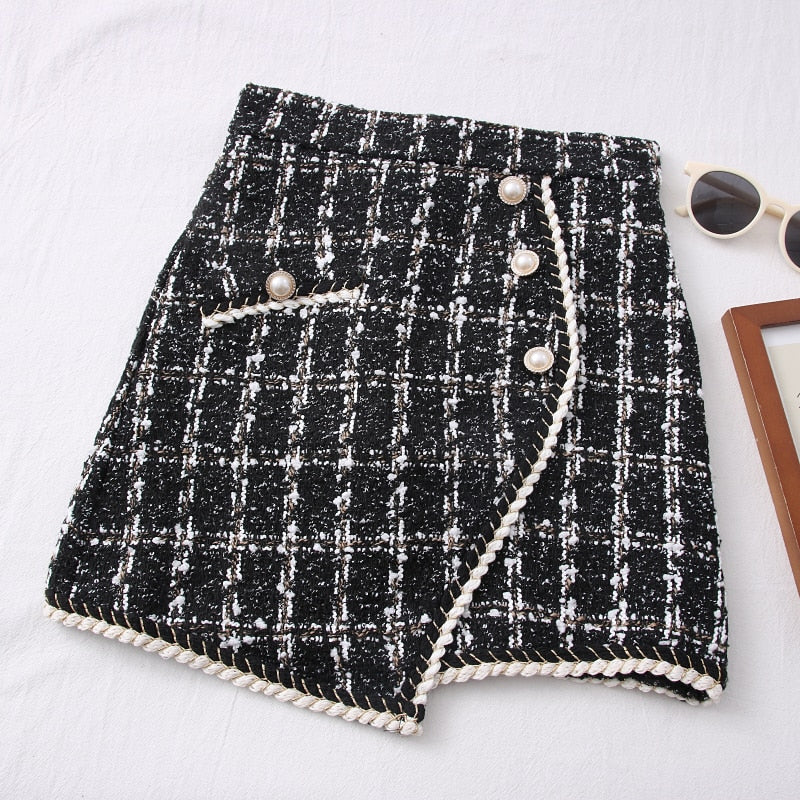 Tweed Skirt High Waist