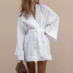 Kimono Mini Dress Cotton Linen