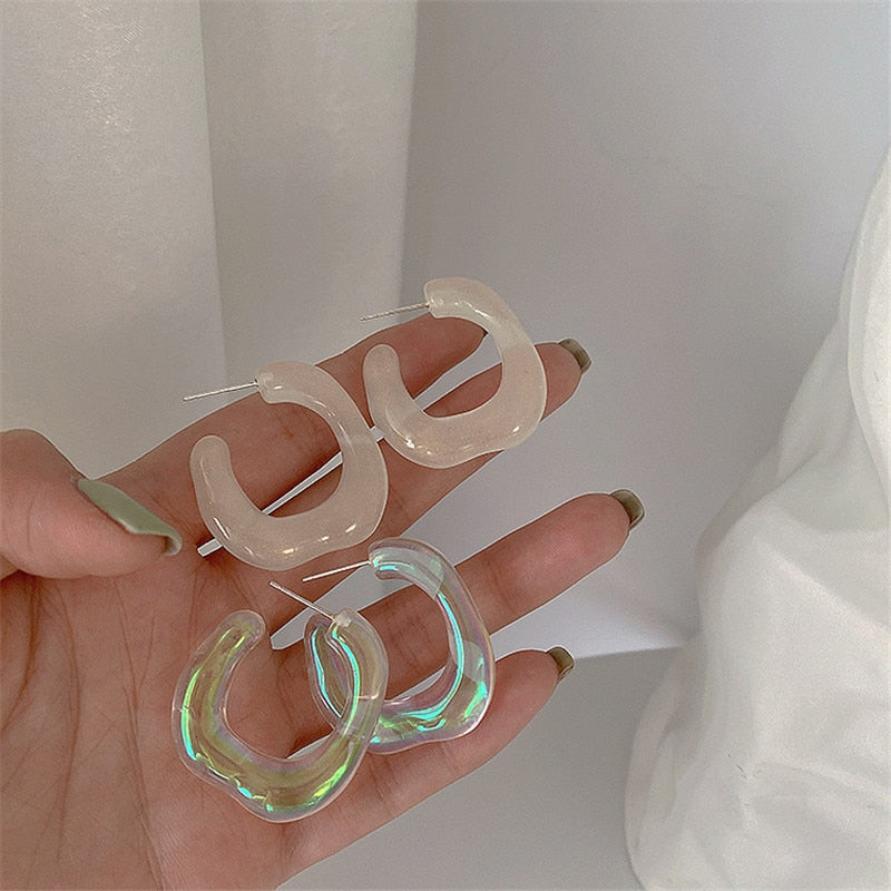 Irregular Colorful Transparent Resin Earrings