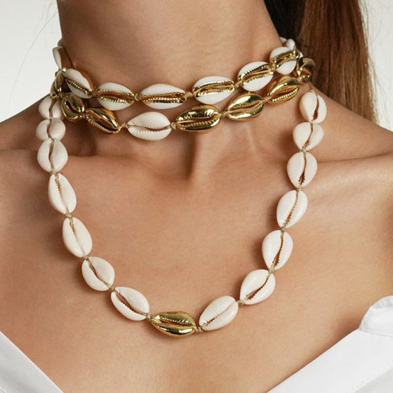 White Natural Shell Choker Necklace