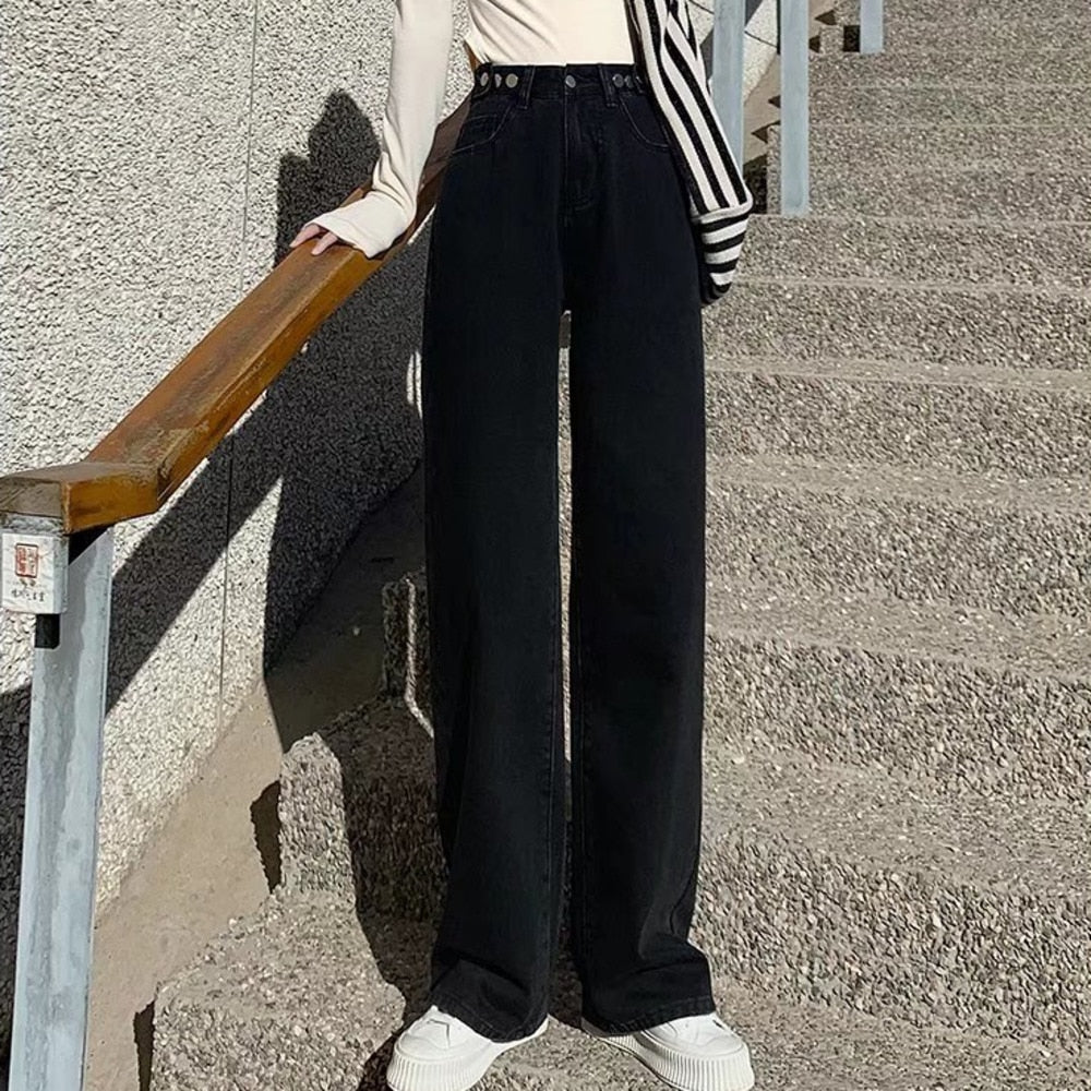 High Waist Denim Pants Wide Leg