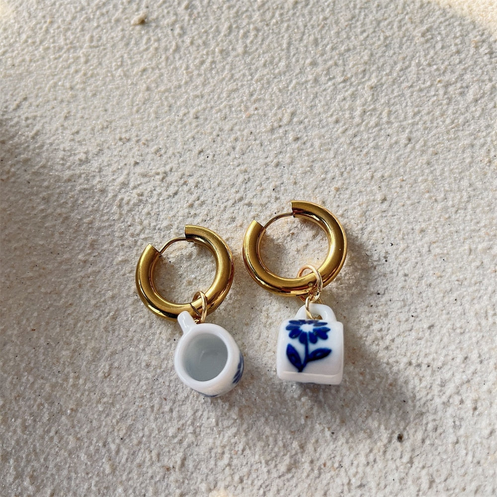 Blue Ceramic Earring