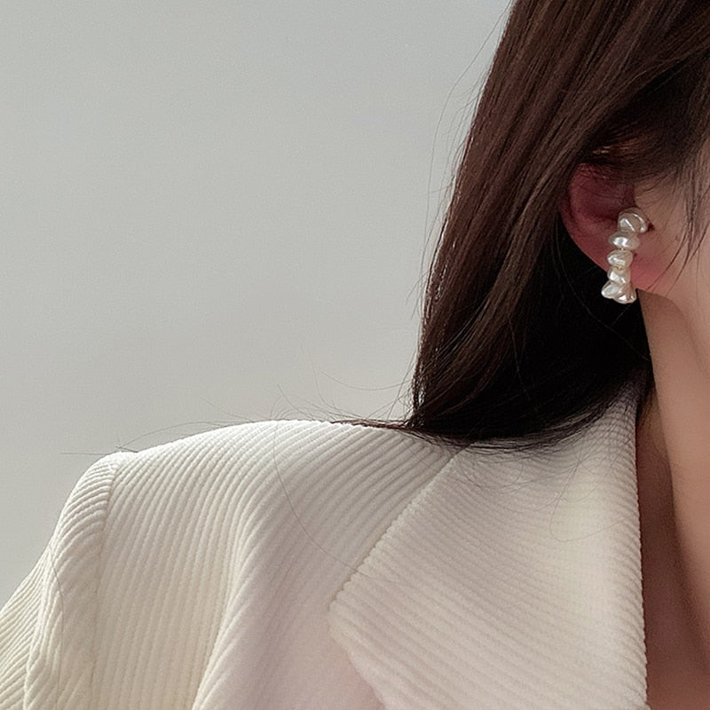 Pearl Ear Bone Ear Cuff Earrings