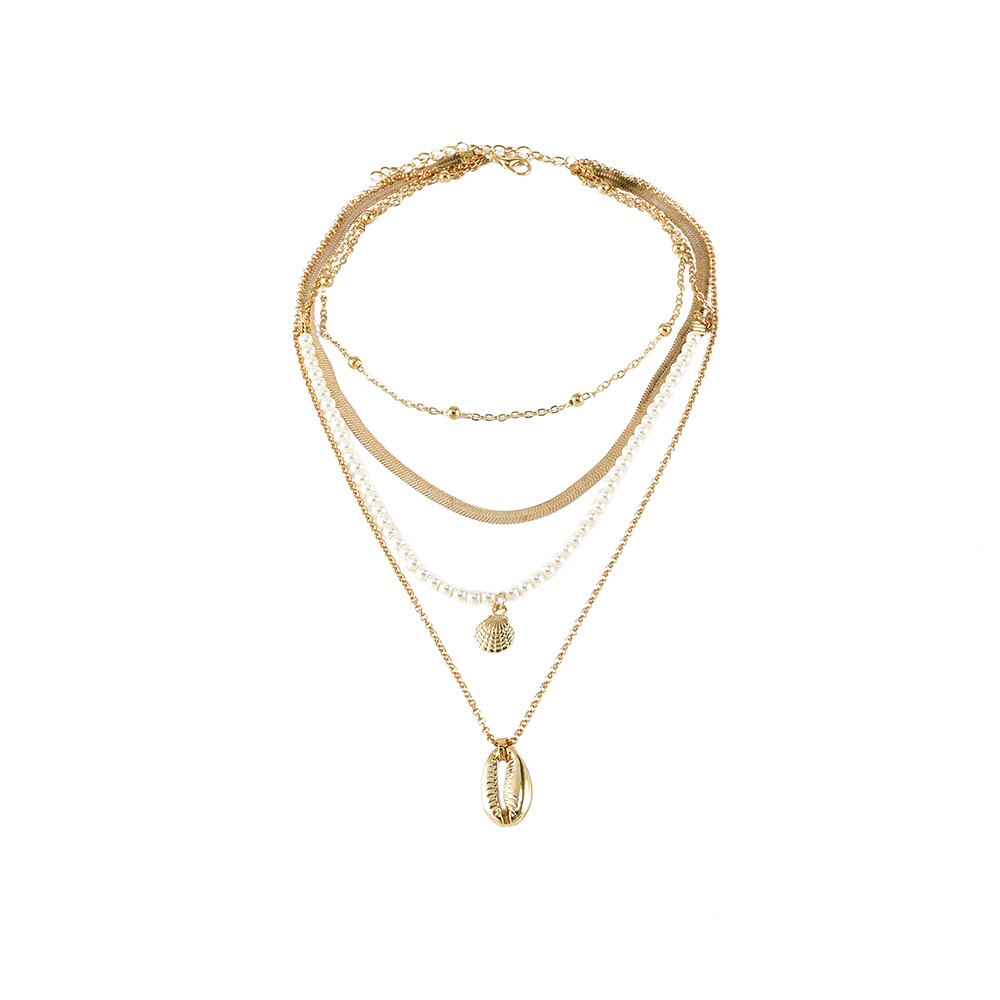Gold Pearl  Shell Pendant Necklace