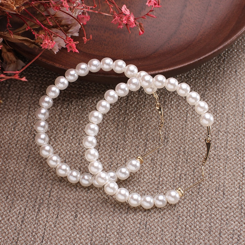 Pearl Round Hoop Earrings