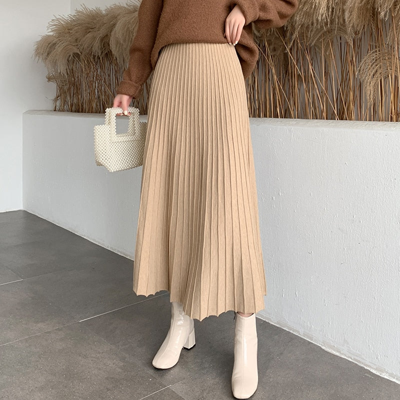 Knitted Elastic High Waist Skirt