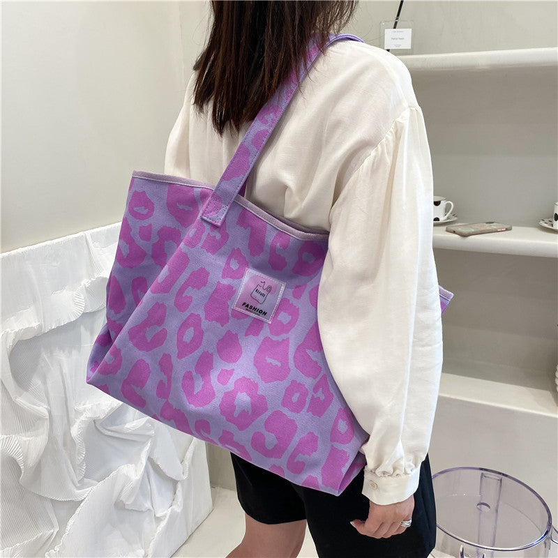 Purple Leopard Canvas Tote Bag