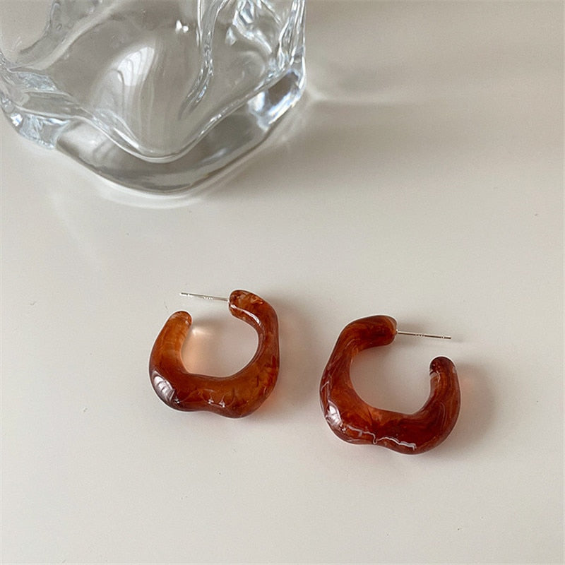 Irregular Colorful Transparent Resin Earrings